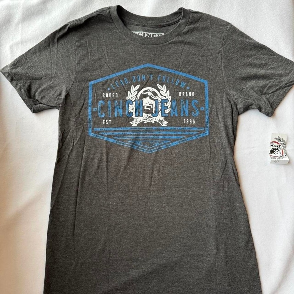Cinch Jeans Mens Graphic T-Shirt Heather Grey Rodeo Brand MTT1690374 Small NWT